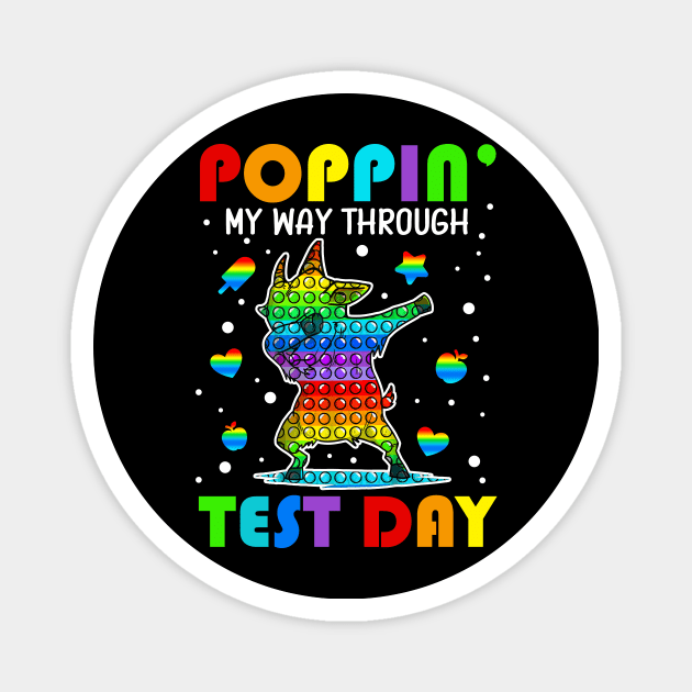 Poppin' My Way Through Test Day Pop It Square Shape Dabbing Magnet by Xonmau